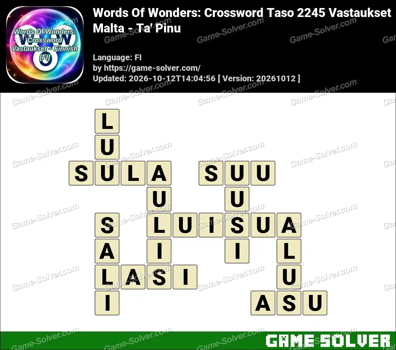 Words Of Wonders: Crossword Taso 2245 Vastaukset – Malta – Ta’ Pinu